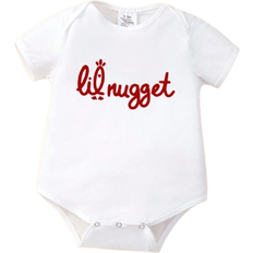 Shein Baby Boy Letter Printed Short Sleeve Casual Bodysuit For Summer