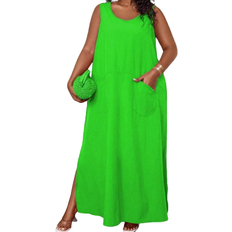 Shein Plus Women Plain Sleeveless Casual Dress