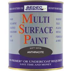 Bedec Black Paint Bedec Interior & Exterior Multi Surface Paint 750ml Soft Wood Paint Anthracite 0.75L