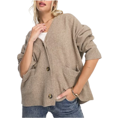 Monki Strikket Cardigan Med Knapper Foran - Brun