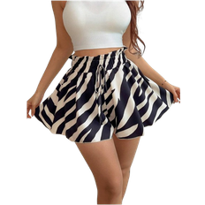 Shein Womens Zebra Print TieWaist Shorts With ALine Loose Fit