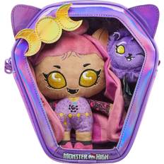 Monster High Soft Toys Monster High Plush Doll Set, Ghoul N Go Clawdeen Wolf 6.5-inch Plushie Pet Dog Crescent and Kid-Sized Backpack
