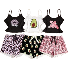 Shein Stück/Set Cartoon Muster Unterhemd & Shorts Pyjama Set