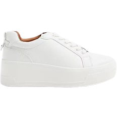 River Island Womens White Wide Fit Platform Lace Up Trainers Wide Fit