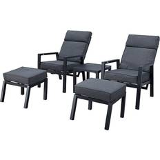 Sunfun Lounge Loungeset Utemöbler Sunfun Relaxset Vormedal Fåtöljer +1 Bord +2 Fotpallar Svart Loungeset, 1 Bord inkl. 2 Stolar