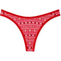 PINK Women's Cotton Velvet-Trim High-Leg Thong -