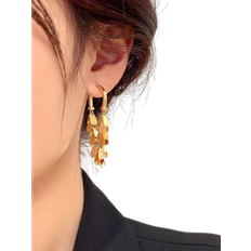 Shein Preserved Color Plating High-end Look Metallic Tassel Earrings Women's Lightweight Luxury Niche Design Fashion All-match Ear Accessory New Tren