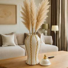 Eadl Lina Ginger Jar Gold/White Vas 60cm