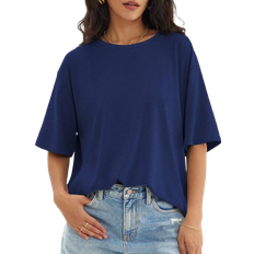 Shein Women Oversized T Shirts Loose Fit Crew Neck Short Sleeve Tops Summer Casual Blouse YK Basic Tee