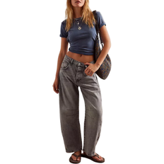 Recycled Fabric - Unisex Jeans Free People We The Good Luck Mid-Rise Barrel Jeans in Falcon