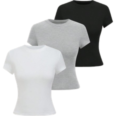 Shein Womens Solid Color Minimalist Regular Crew Neck Short Sleeve TShirt