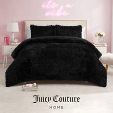 Juicy Couture Shaggy Faux Fur Comforter Set 3-Pc in Bedspread Black (233.7x228.6cm)