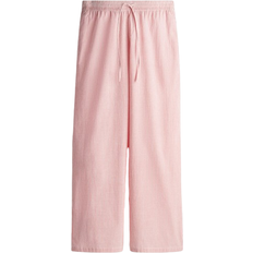 H&M Seersucker Drawstring Trousers - Red/White Striped