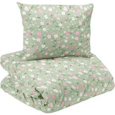 Redlunds Lotta Grön Blommor Bäddset Enkeltäcke 150x210 Påslakan Grön (210x150cm)