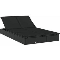 Liggestol med hynde polyrattan sort vidaXL Liggestole 2 stk.