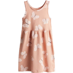 Klänningar Barnkläder H&M Patterned Cotton Dress - Peach Pink/Butterflies (1157735102)
