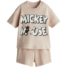 Mickey Mouse Children's Clothing H&M Baby 2-Piece Printed Set - Beige