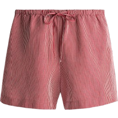 H&M Linen Blend Drawstring Shorts - Red/Striped