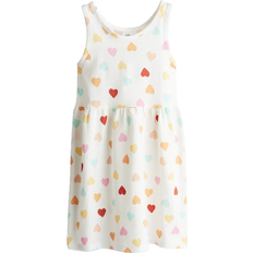 H&M Cotton Dress With Printed Pattern - White/Hearts (1157735104)