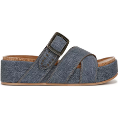 Blowfish Iris Platform Slide Sandals - Dark Denim Faux Leather