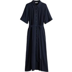 H&M Blouse Dress with Tie Belt - Navy Blue