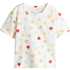 H&M Trikåtröja Med Tryck - White/Hearts