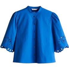 H&M Puff Sleeved Cotton Blouse - Blue