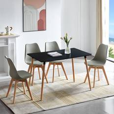Leathers Dining Tables Hykkon Set Dining Table 110cm 5pcs