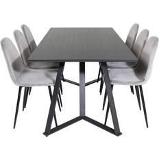 Trä Bordsgrupper Ebuy24 MarinaBLBL Matgrupp Svart Och 6 Polar Matstola Bordsgrupp 180x90cm 7st