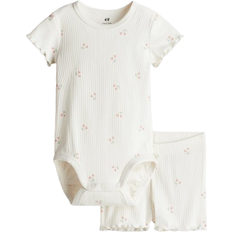 H&M Baby 2-Piece Ribbed Cotton Set - White