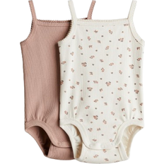 Bodys H&M Pima Cotton Jersey Bodysuits 2-pack - Dusty Pink/Floral (1260987002)