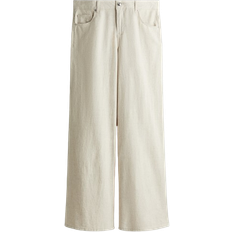 H&M Wide Linen-Blend Trousers - Beige
