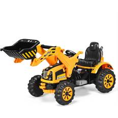 Electric Vehicles Costway Kids Ride On Excavator Truck With Front Loader Digger Yellow