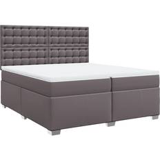 vidaXL Box Spring Bed With Mattress 200x200 cm Faux Leather - Grey Continental Bed