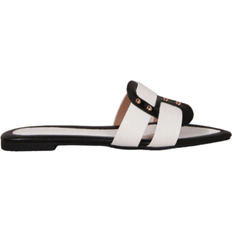 Shein Kvinnors Nyhet Platta Sandaler Med Svart Och Vit Frgblock Spetsig t Fashionabel Utomhus Tofflor