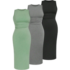 Shein Plus Stücke Sommer Solides Raffke Bodycon Kleid