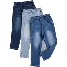 Shein 3pcs/set Toddler Girls' Basic Comfortable Stretchy Slim Fit Denim Pants For Everyday Casual Wear