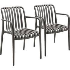 tectake Garden Chairs Alcudia Set of 2 Anthracite Garden Dining Chair