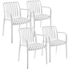 tectake Chairs Alcudia Set of 4 White Garden Dining Chair