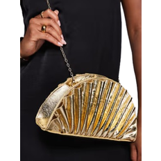 True Decadence Metallisk Clutch Taske Med Plisseret Design - Guldfarvet
