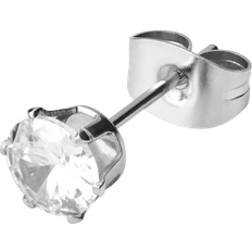 Lucléon 6MM Rund Sølvfarvet Zirkon Ørering