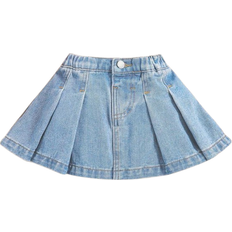 Shein Baby Girl Casual Pleated Short Denim Skirt With College Style