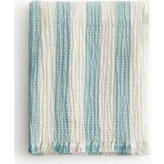 H&M Pledd I Bomullsmusselin Turkis 130x170 Teppe Hvit, Turkis (170x130cm)