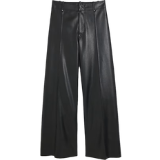 River Island Faux Leather Wide Leg Trouser - Black