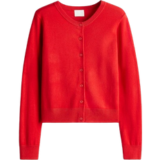 Red - Women Tops H&M Fine Knit Cardigan - Bright Red