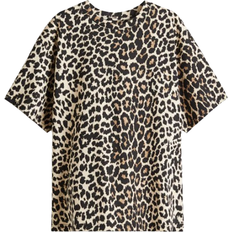 Leopard Kläder H&M Oversized T-shirt - Light Beige/Leopard Print