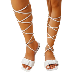 Shein Women Ruched Strap Tie Leg Design Strappy Sandals