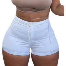 Shein Summer AllMatch Slim Fit Solid Color Mini Denim Shorts With Rolled Hem For Women