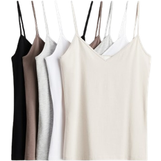 H&M Strappy Tops 5-pack - White/Light Beige/Black
