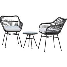 Venture Design Viga Loungegruppe Schwarz Café-Set, 1 Tisch einschl. 2 Stühle